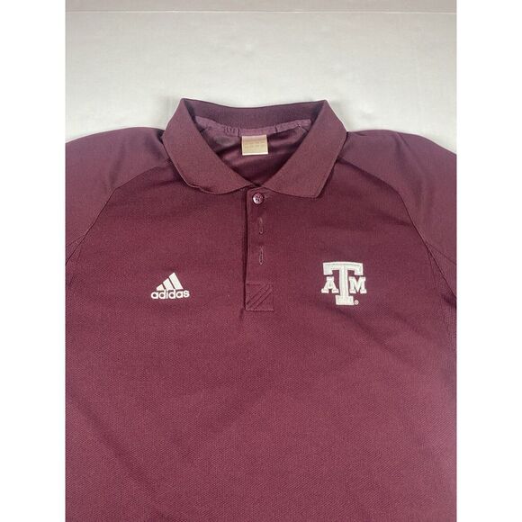 Texas AM‎ Adidas Maroon Polo Men's Medium Shirt Short Sleeve - Picture 1 of 12